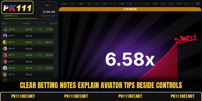 Clear betting notes explain Aviator tips beside controls Clear betting notes explain Aviator tips beside controls