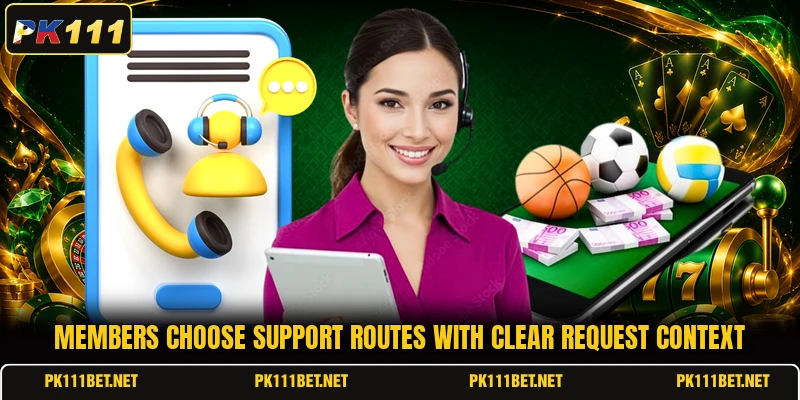 Members choose support routes with clear request context