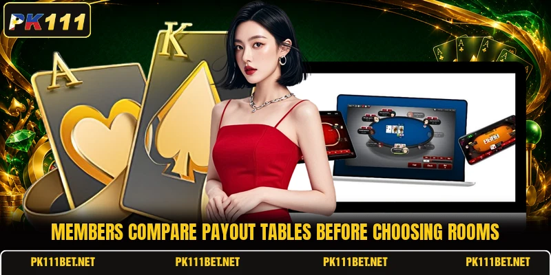 Members compare payout tables before choosing rooms