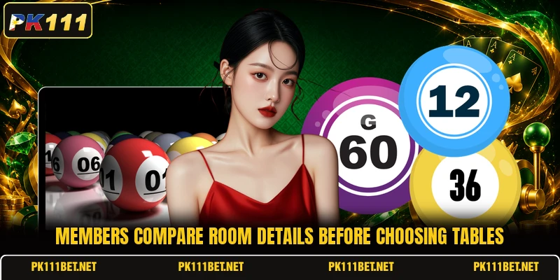 Members compare room details before choosing tables