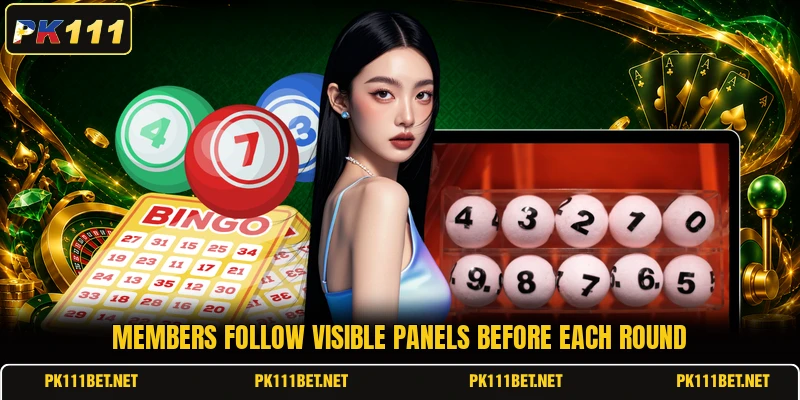 Members follow visible panels before each round Members follow visible panels before each round