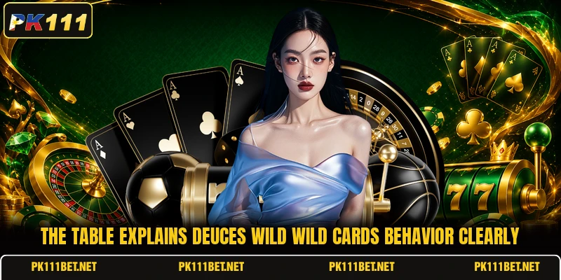 The table explains deuces wild wild cards behavior clearly