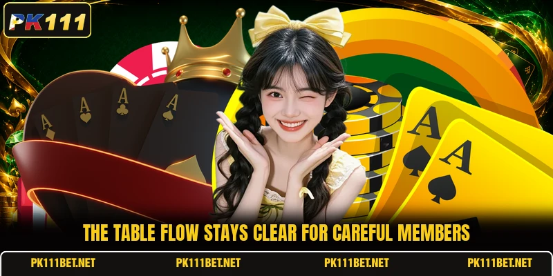 The table flow stays clear for careful members The table flow stays clear for careful members